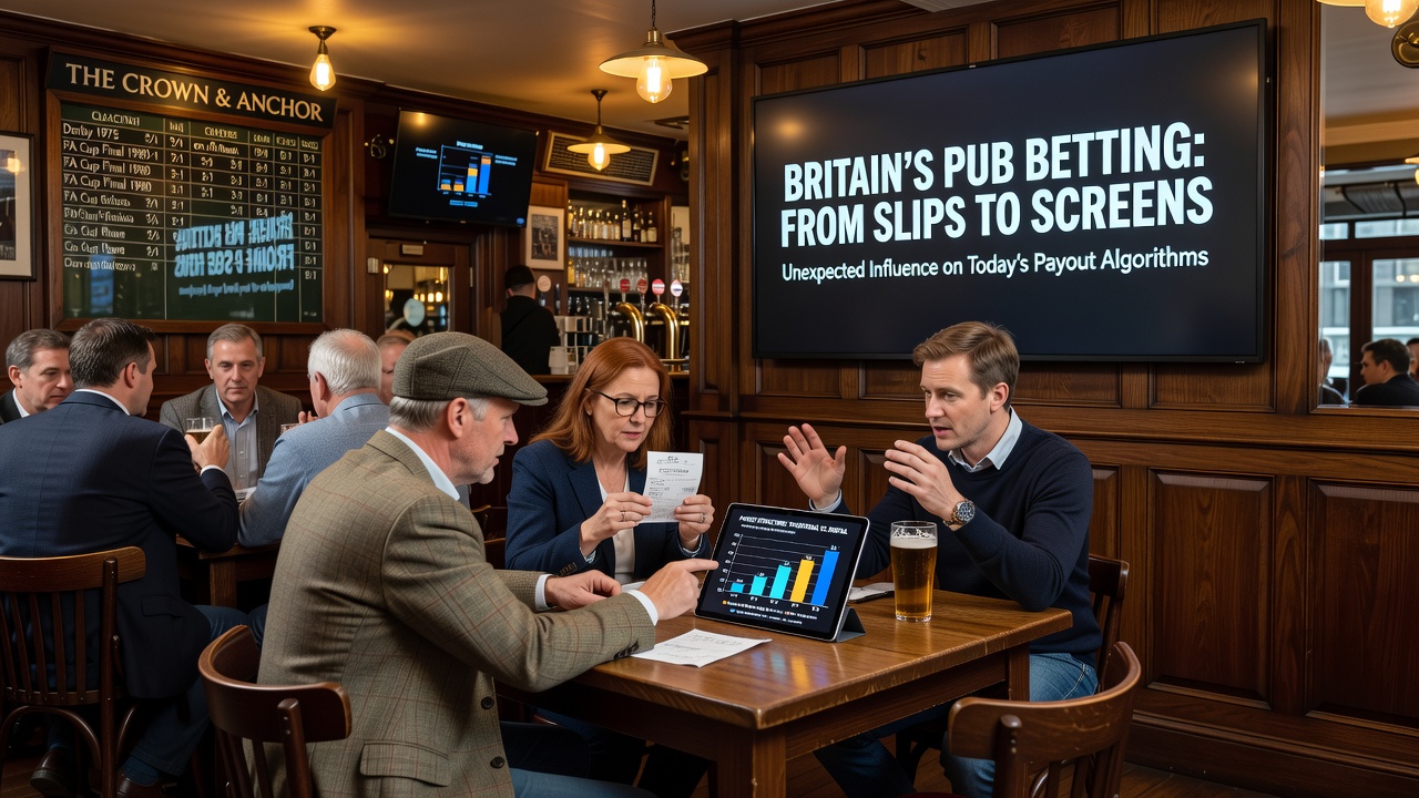 Modern licensed digital roulette interface on a tablet screen showing payout table and wheel layout derived from traditional pub betting formats